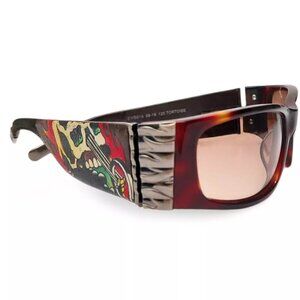 Ed Hardy Death Is Certain Havana Sunglasses Narrow EHS-015 Vintage (0370)